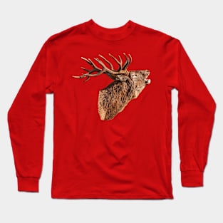 Red Deer Head in colour Long Sleeve T-Shirt